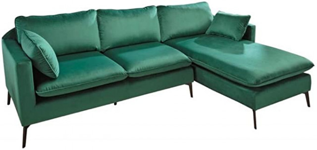 Casa Padrino velvet corner sofa emerald green/blac