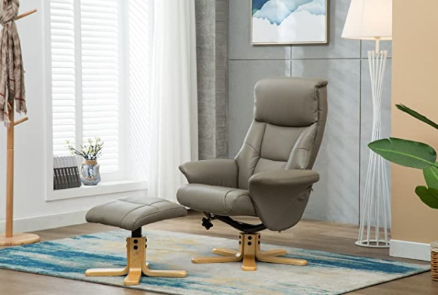 Marseille Faux Leather Swivel Recliner Chair In Gr