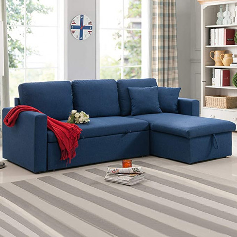 SND-A Fabric Folding Corner Sofa Bed,3 in 1 Compac