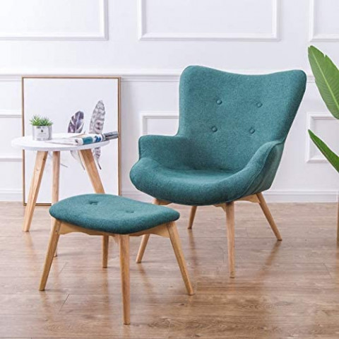 WALNUT Modern Retro Contour Chair with Foot Stool 