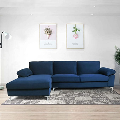 ATY L Shape Velvet Sectional Sofa, Futon Corner Co