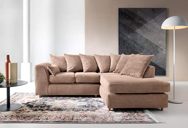Abakus Direct Jumbo Cord Corner Sofa, Settee, Full