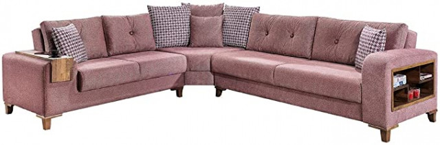 Casa Padrino luxury corner sofa bed pink/brown 330