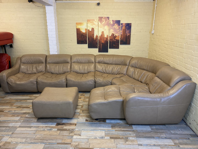 HUGE Modular Beige Leather Corner Sofa