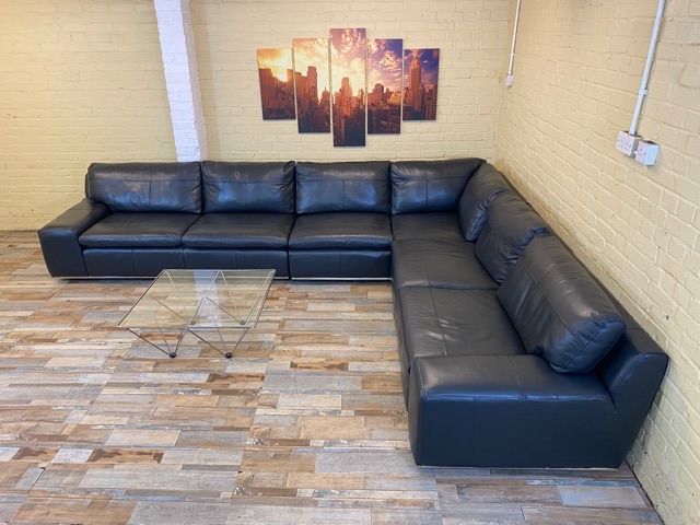 Exclusive Dark Grey Leather Corner Sofa (ME)