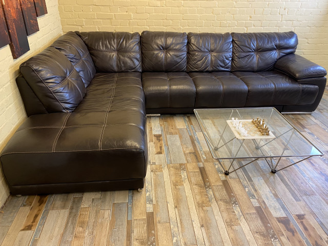Extra Long Brown Leather Corner Sofa