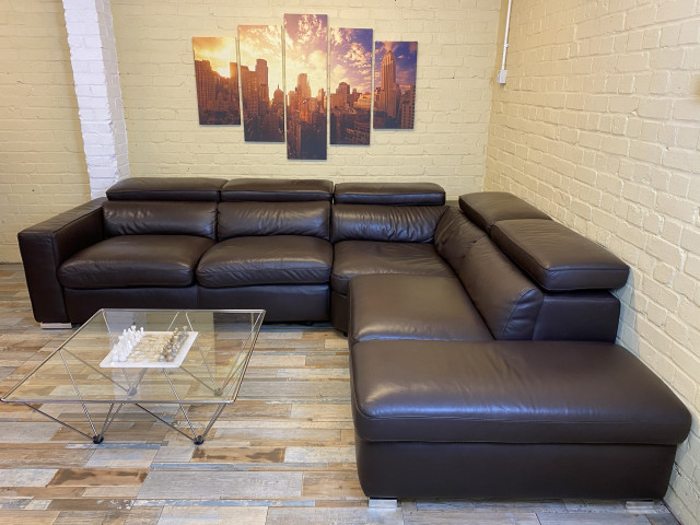 Italian Brown Leather Corner Sofa