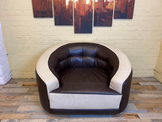 Brownie Curved Leather Armchair