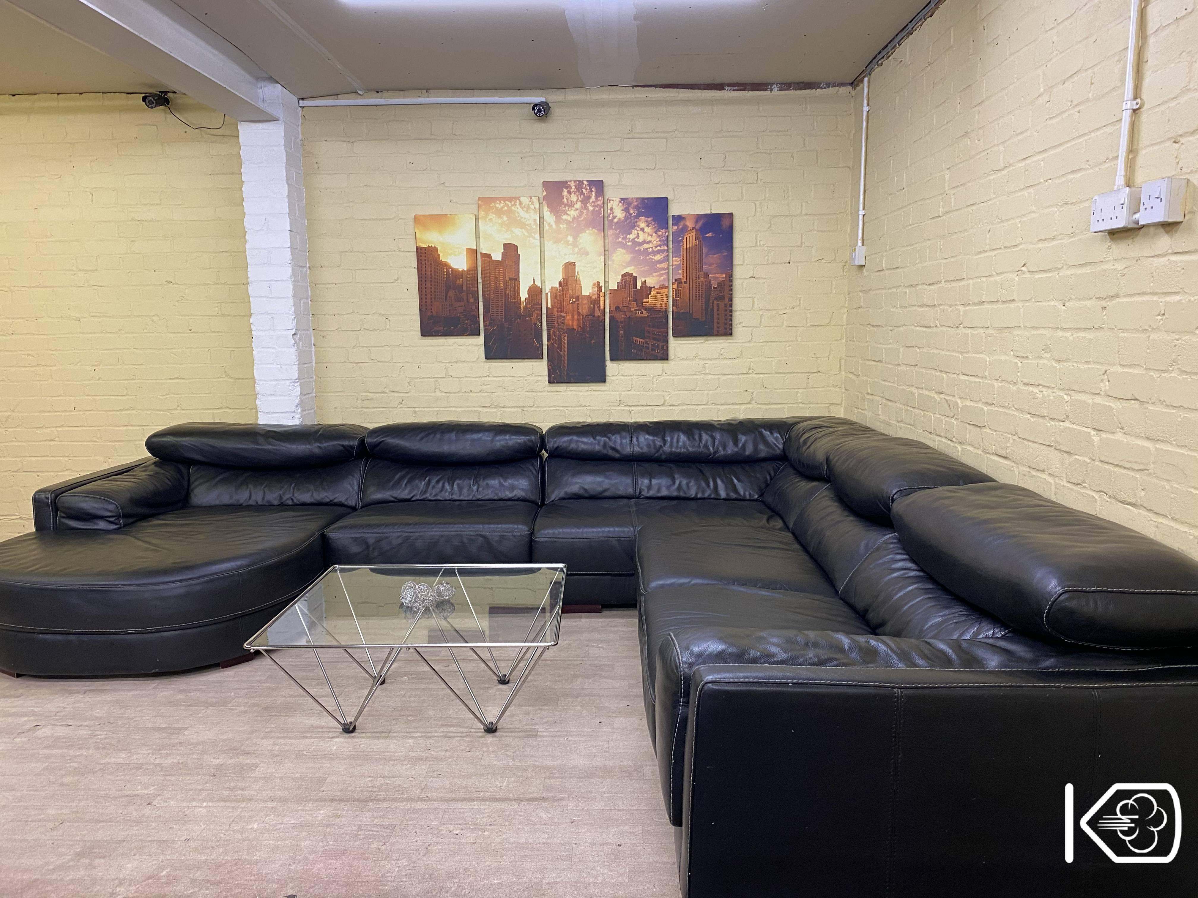 ULTIMATE Comfort Black Leather Corner Sofa