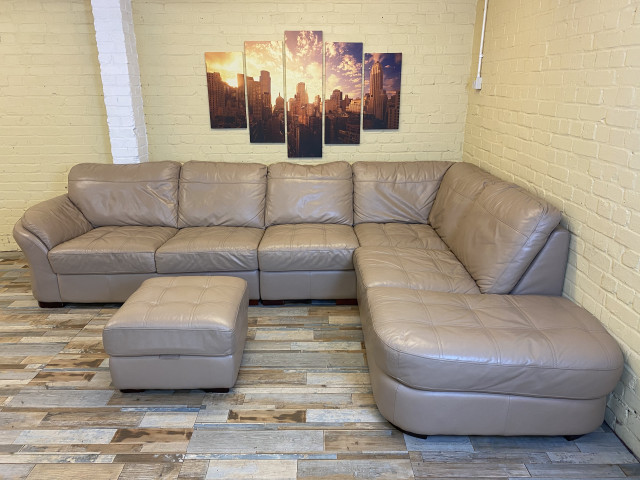 Big Family Caramel Leather Corner Sofa