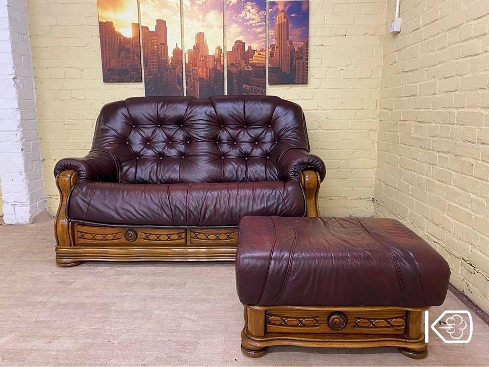 Classic Vintage 2 Seater Sofa + Footstool