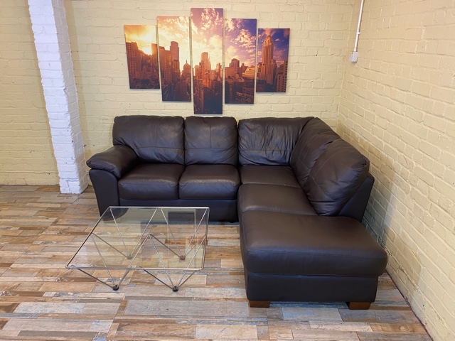 Comfort Compact Brown Leather Corner Sofa