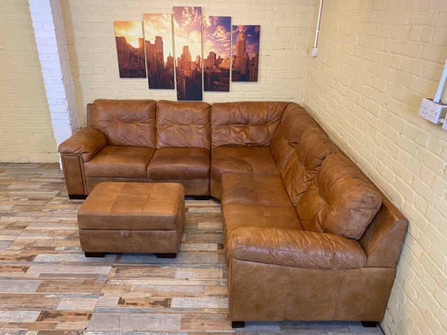 Tan Sumptuous Leather Corner Sofa (ME)