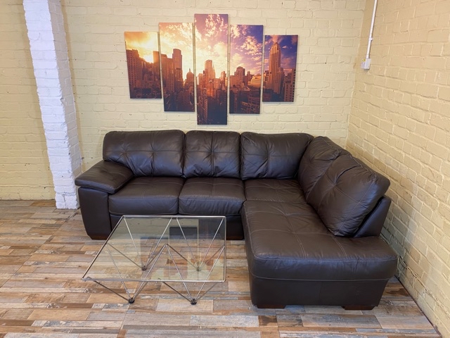 Thick beautiful Brown Leather Corner Sofa