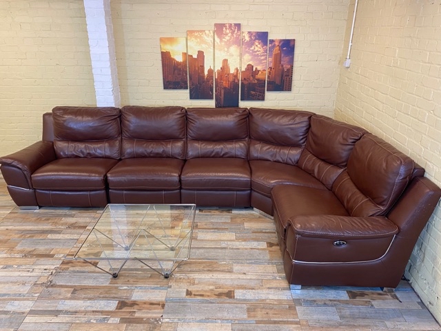 Supreme Recline Brown Leather Corner Sofa