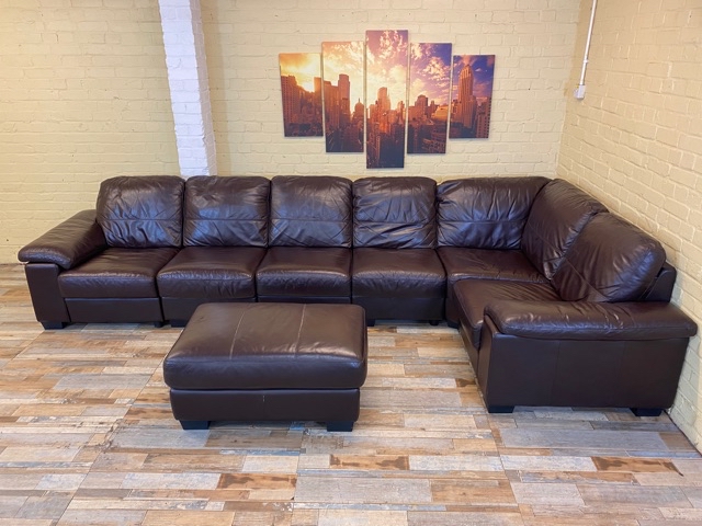 Great Long Brown Leather Corner Sofa