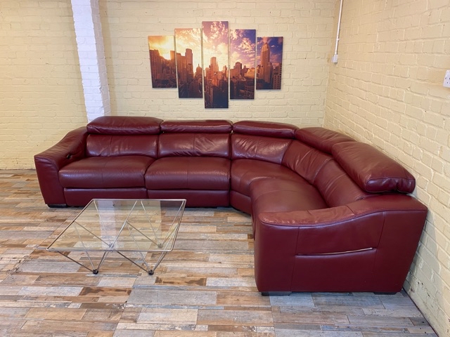 Deluxe Modular Red Leather Corner Sofa