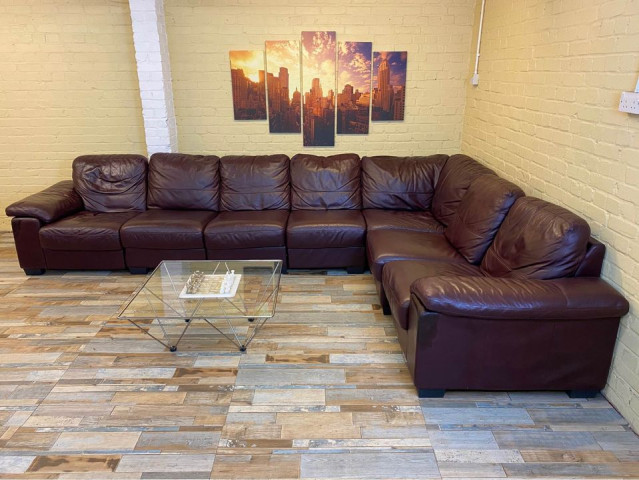 Huge Modular Family Leather Corner Sofa