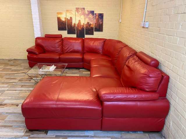 Huge Love Red Leather Corner Sofa