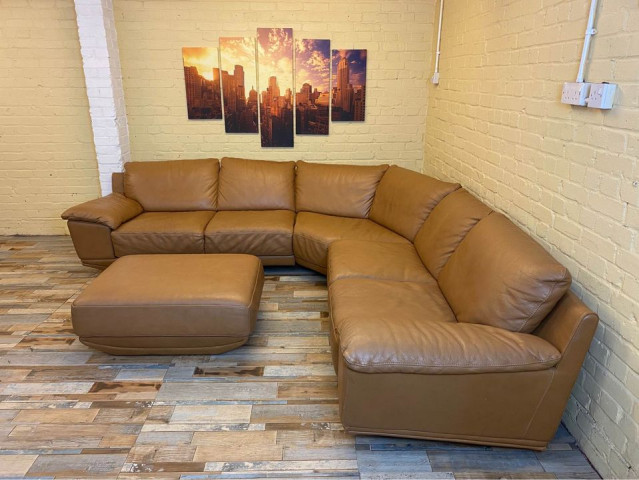 Comfy Cosy Toffee Leather Corner Sofa