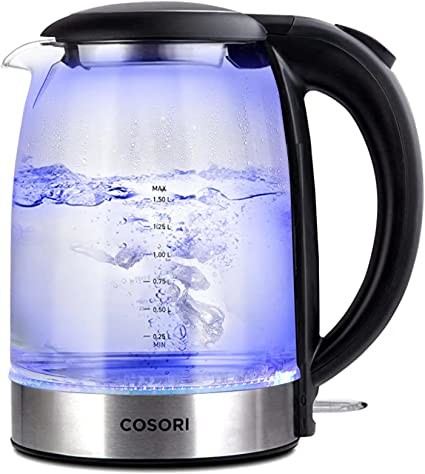 COSORI Electric Glass Kettle, 3000W 1.5L with Blue