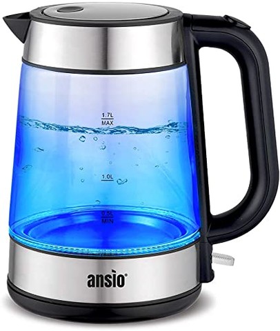 ANSIO Electric Kettle Glass Kettle 1.7L Cordless C