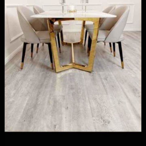 Brand new marble dining table leather chairs and l