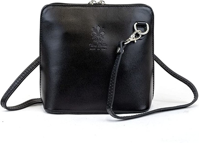 Small Vera Pelle Handbag Genuine Leather Cross Bod