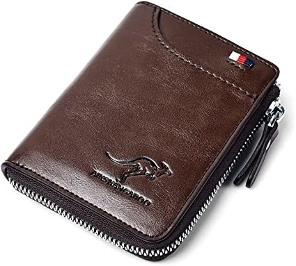 Mens Wallet, Leather Zipped Wallets for Men