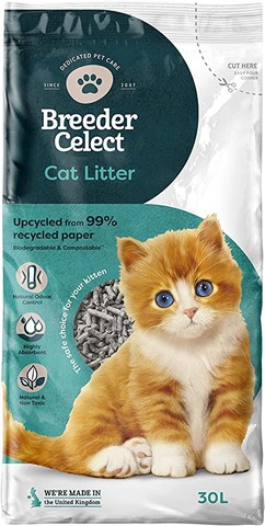 Breeder Celect Recycled Paper Cat Litter, 30L (Pac