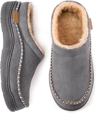 Zigzagger Men's Fuzzy Moccasin Slippers Indoor/Out