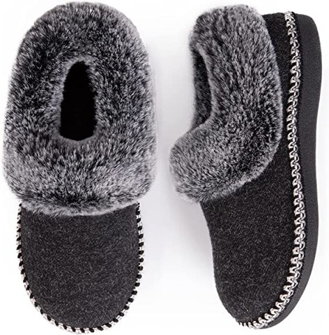 EverFoams Women's Luxury Wool Slippers with Fluffy