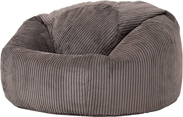 icon Kingston Cord Bean Bag Chair, Charcoal Grey