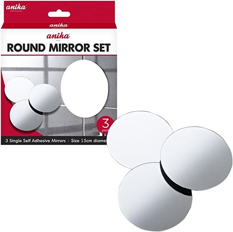 Anika 60130 Pack of 3 Self Adhesive Round Mirrors