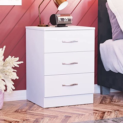 Vida Designs White Bedside Cabinet Chest of Drawer