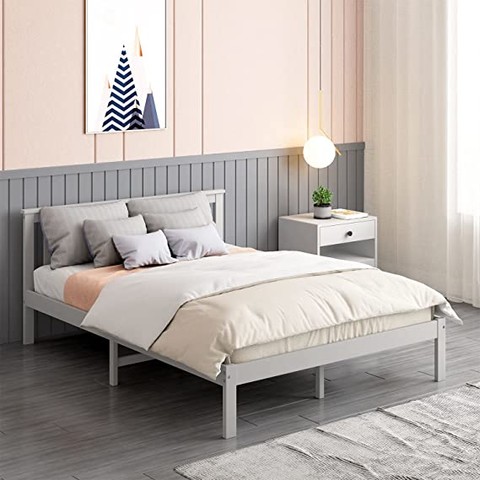 4ft6 Double Wooden Bed Frame, Solid Wood Bed Frame