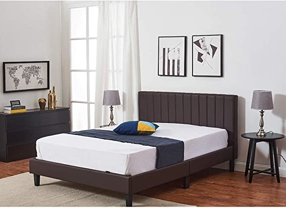Panana Faux Leather Double Bed Frame, Upholstered 