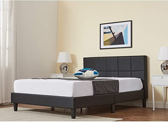 Panana Faux Leather Upholstered Platform Bed Frame