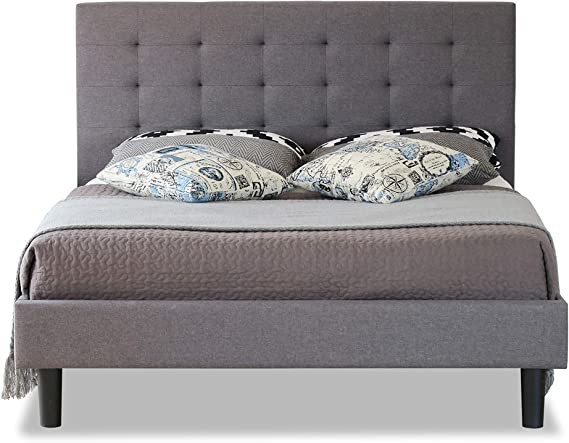 Modernique® Grey Fabric Bed with Hight Headboa