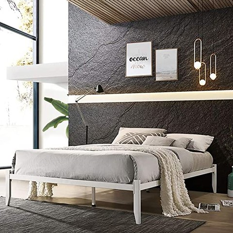 Double/King Bed Frame White Metal Size Bedframe