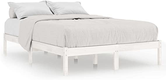 vidaXL Solid Pinewood Bed Frame Home Bedroom