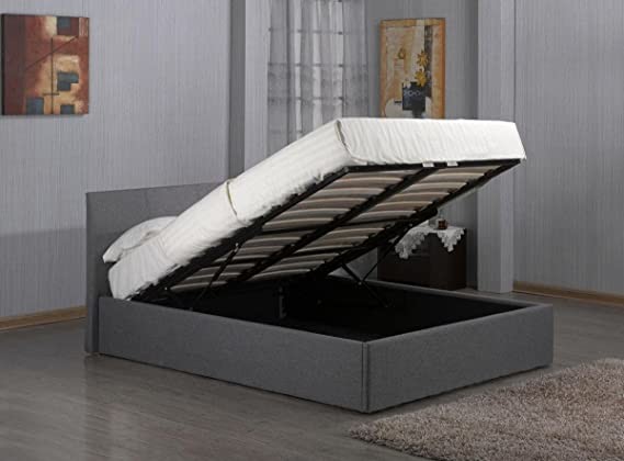 Fusion Grey Linen Fabric Ottoman Storage Bed