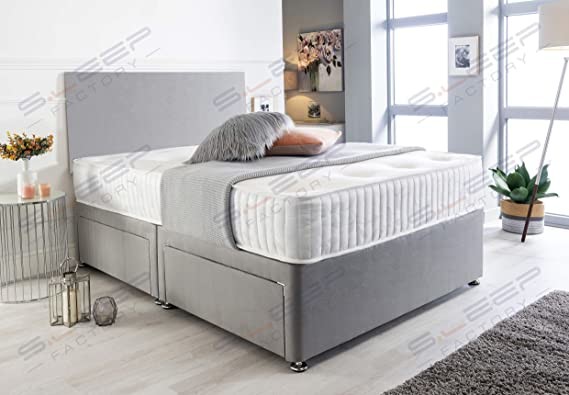 Sleep Factory's Grey Suede Memory Foam Divan Bed