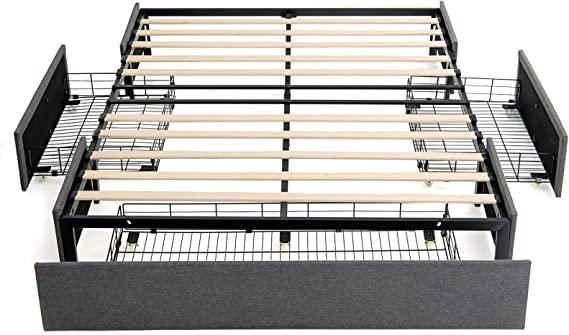 COSTWAY 5FT King Size Bed Frame with 3 Underbed St