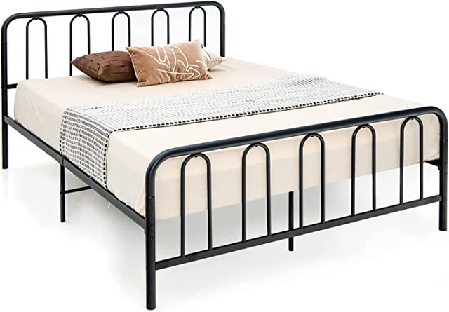 COSTWAY Double Metal Bed Frame, 4FT6/5FT King Size