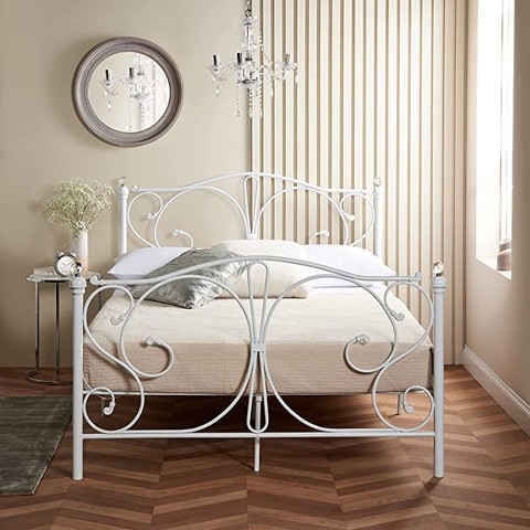 Home Treats 5ft King Size White Metal Bed Frame