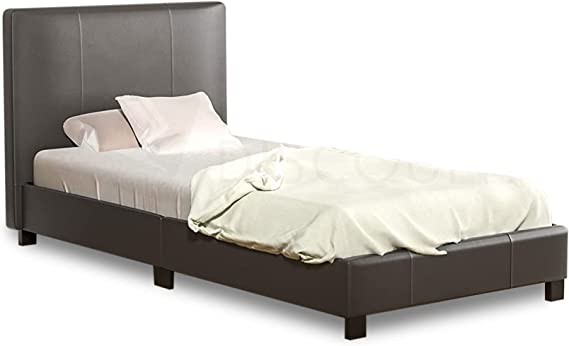3ft Single Faux Leather Bed Frame in Black Prado b