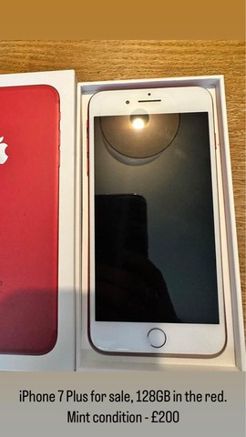 iPhone 7 Plus 128GB in red, mint condition