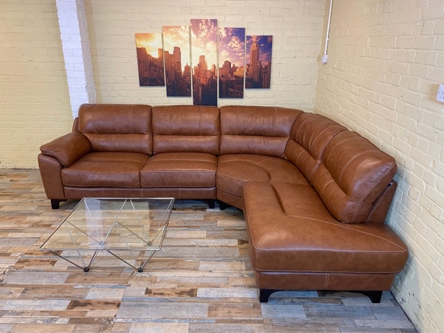 Flawless Brown Leather Corner Sofa