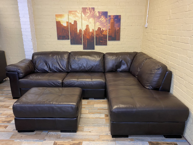 Remarkable Brown Leather Corner Sofa (KT)